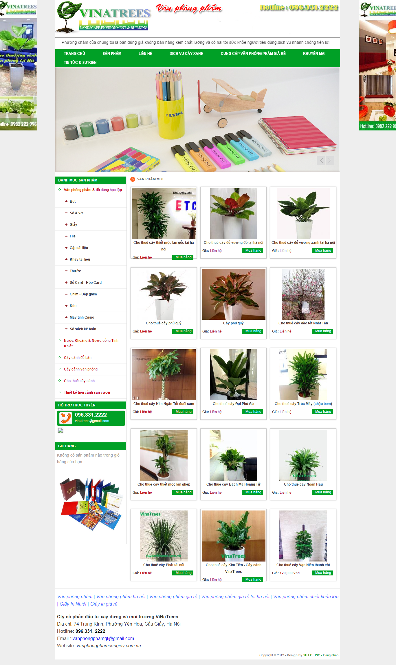 Thiết kế website văn phòng phẩm của Vina Trees đẹp SEO tốt